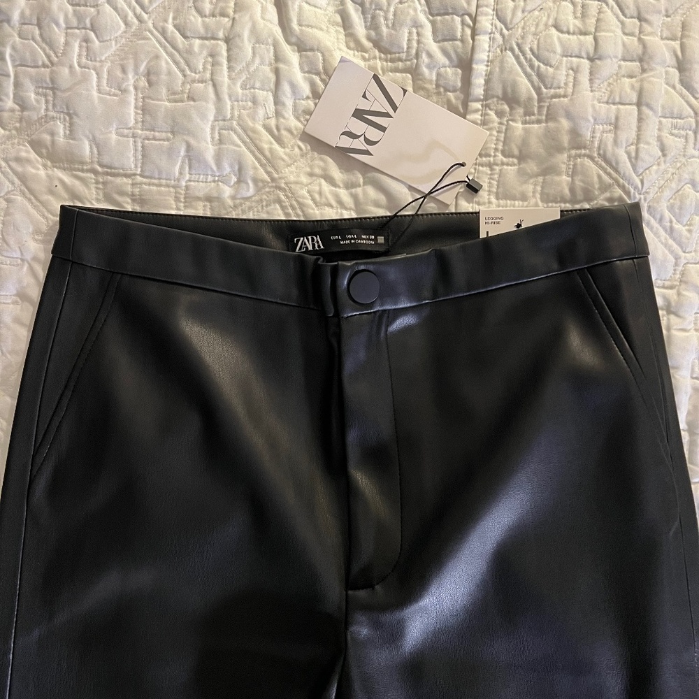 Zara Faux Leather Hi-Rise Leggings Black